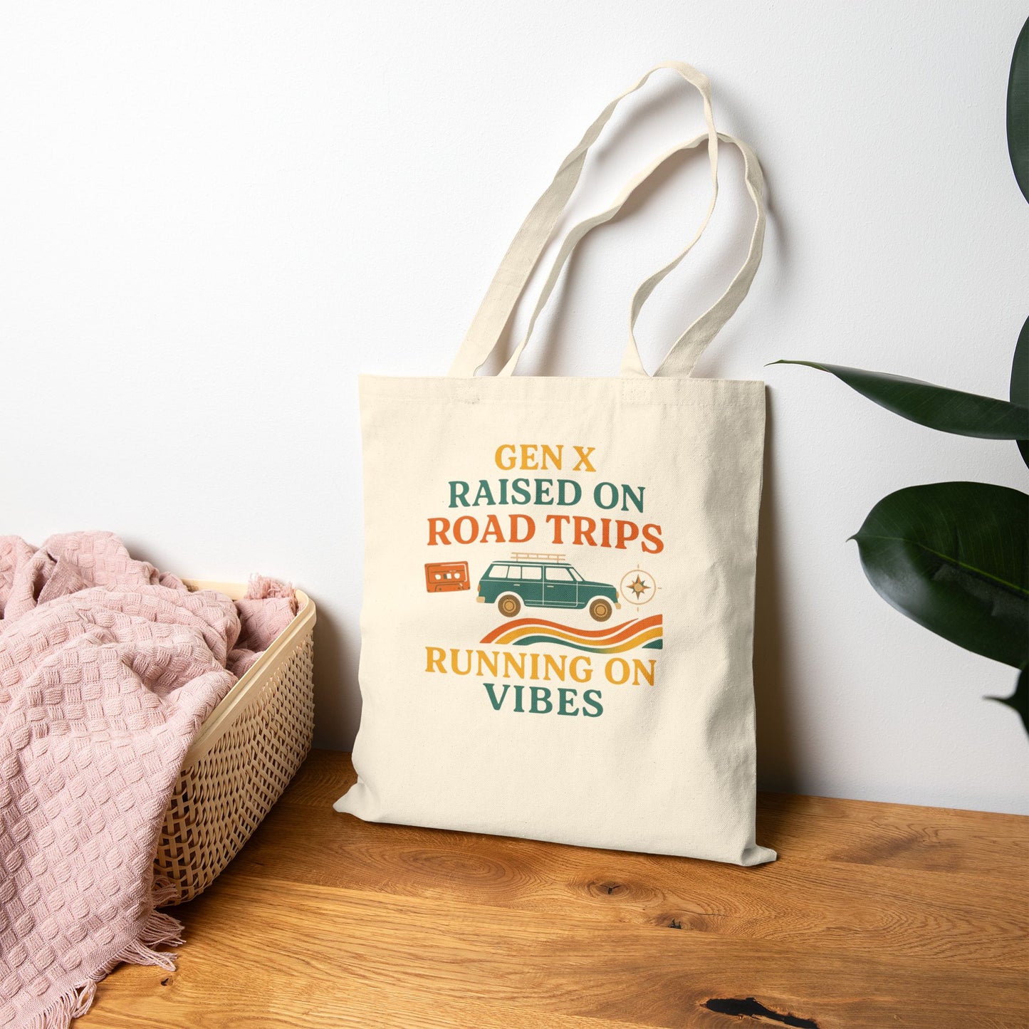 Retro Road Trip Cotton Canvas Tote Bag, Eco-Friendly Shopping Bag, Gift for Travel Lovers, Beach Tote, Weekend Getaway Bag