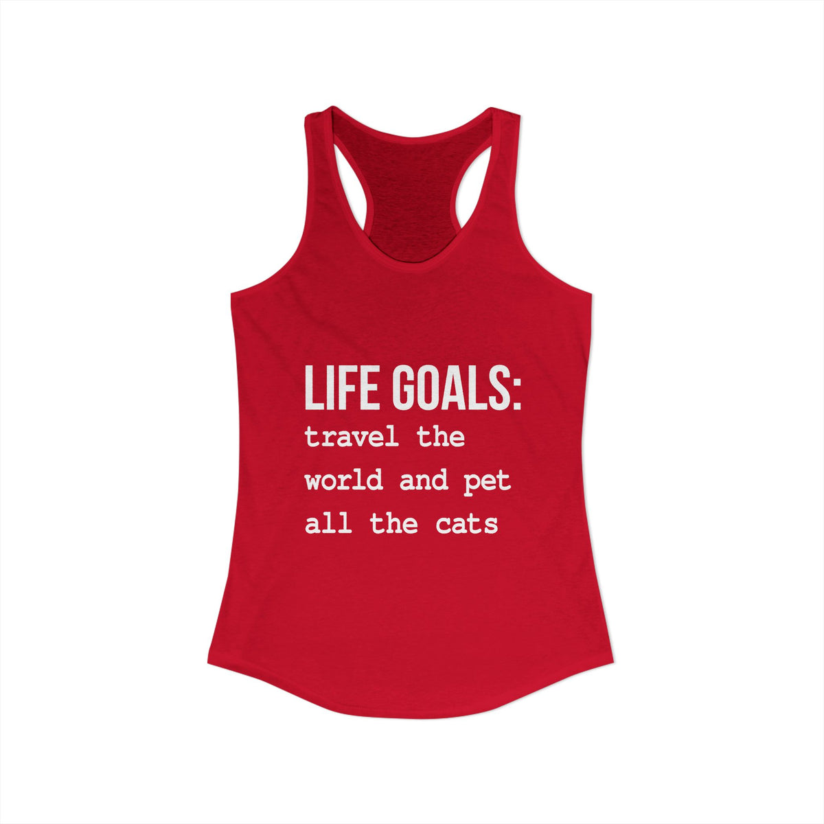 Passport Stamps & Kitty Paws / Life Goals Travel & Cat Lover Racerback Tank