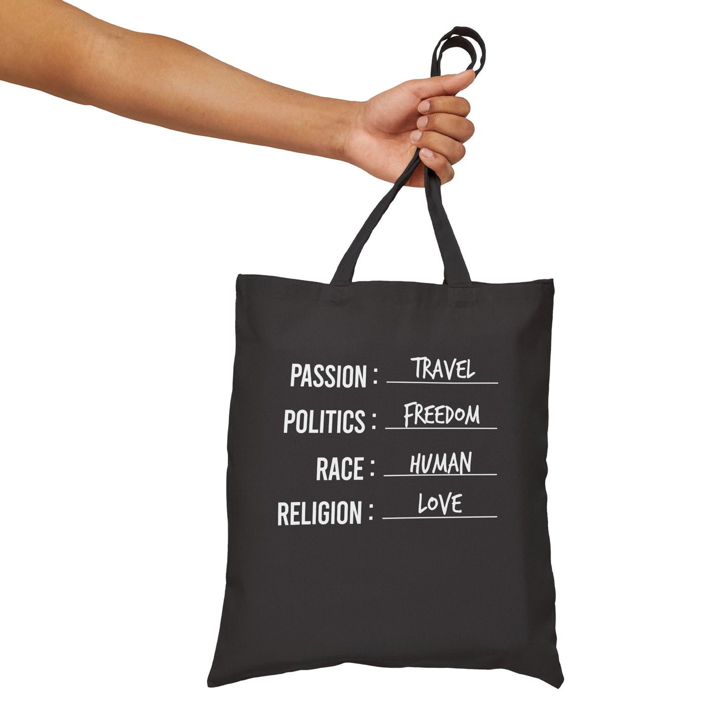 Travel * Freedom * Human * Love Cotton Canvas Tote Bag