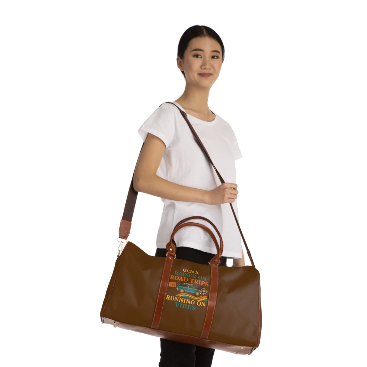 Gen X Raised On Road Trips Waterproof Travel Bag