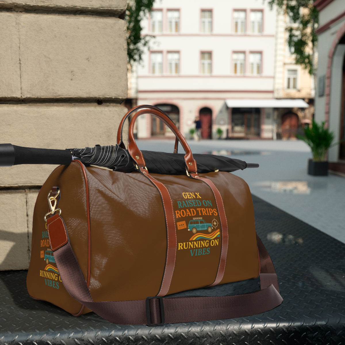 Gen X Raised On Road Trips Waterproof Travel Bag