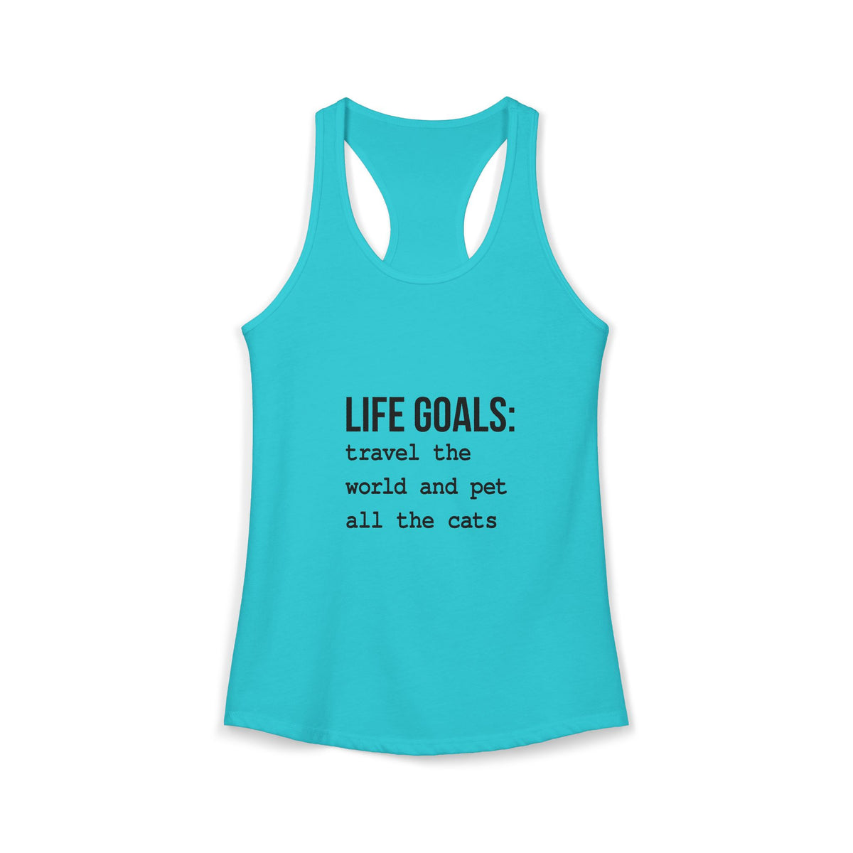Passport Stamps & Kitty Paws / Life Goals Travel & Cat Lover Racerback Tank