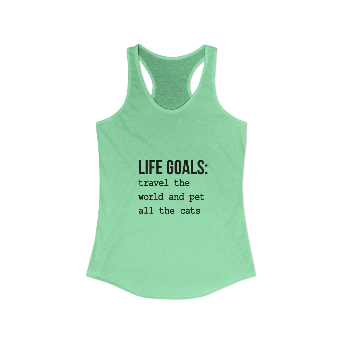 Passport Stamps & Kitty Paws / Life Goals Travel & Cat Lover Racerback Tank