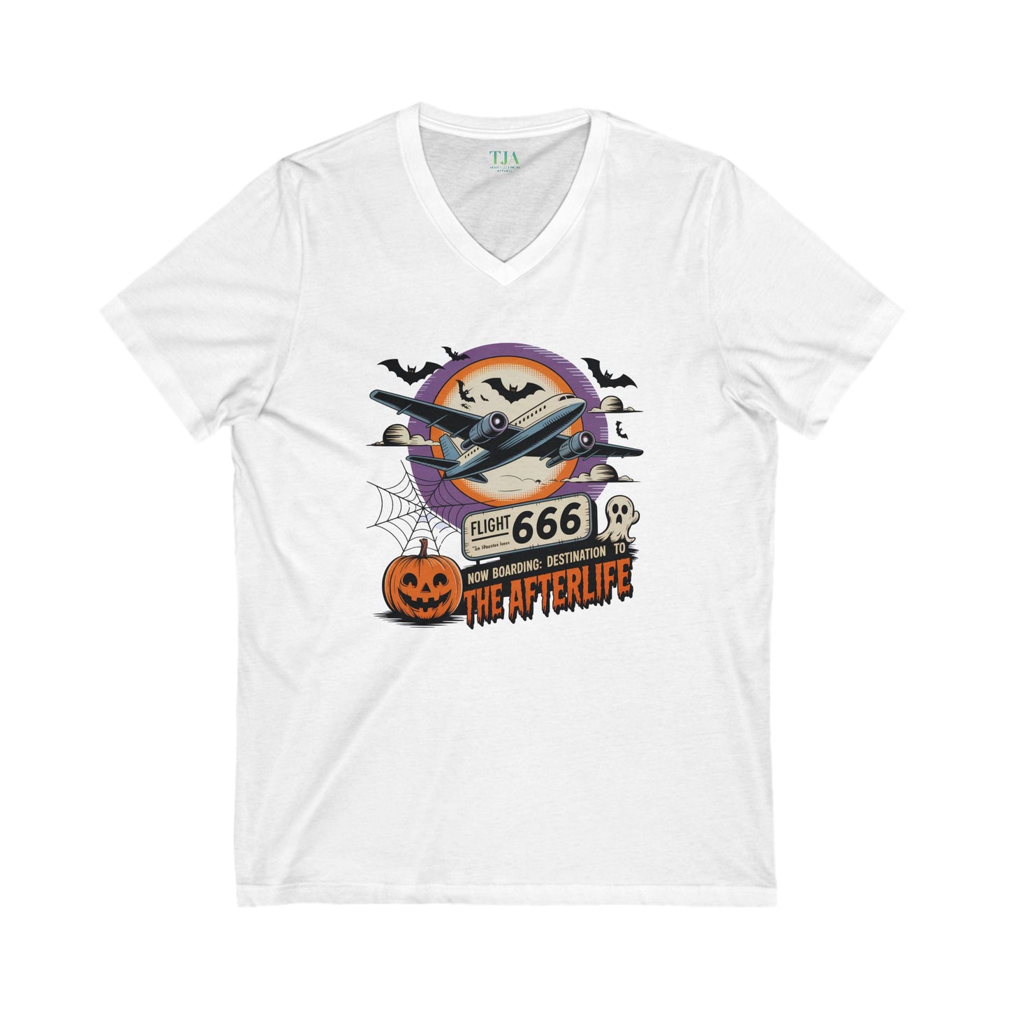 Flight 666: Now Boarding to the Afterlife V-Neck Tee