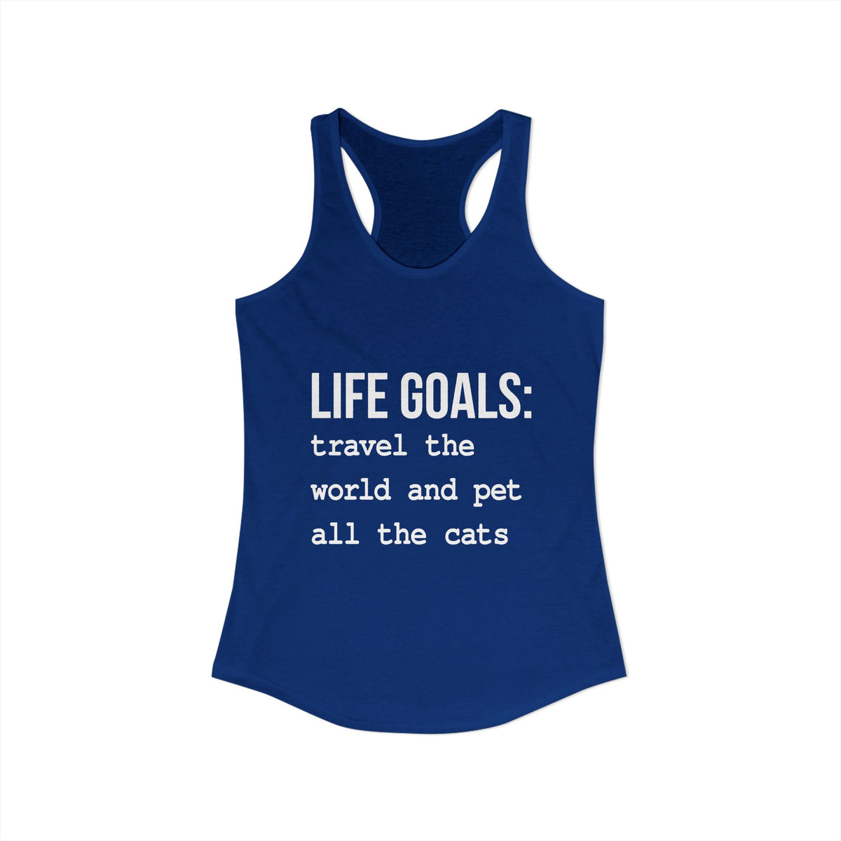 Passport Stamps & Kitty Paws / Life Goals Travel & Cat Lover Racerback Tank